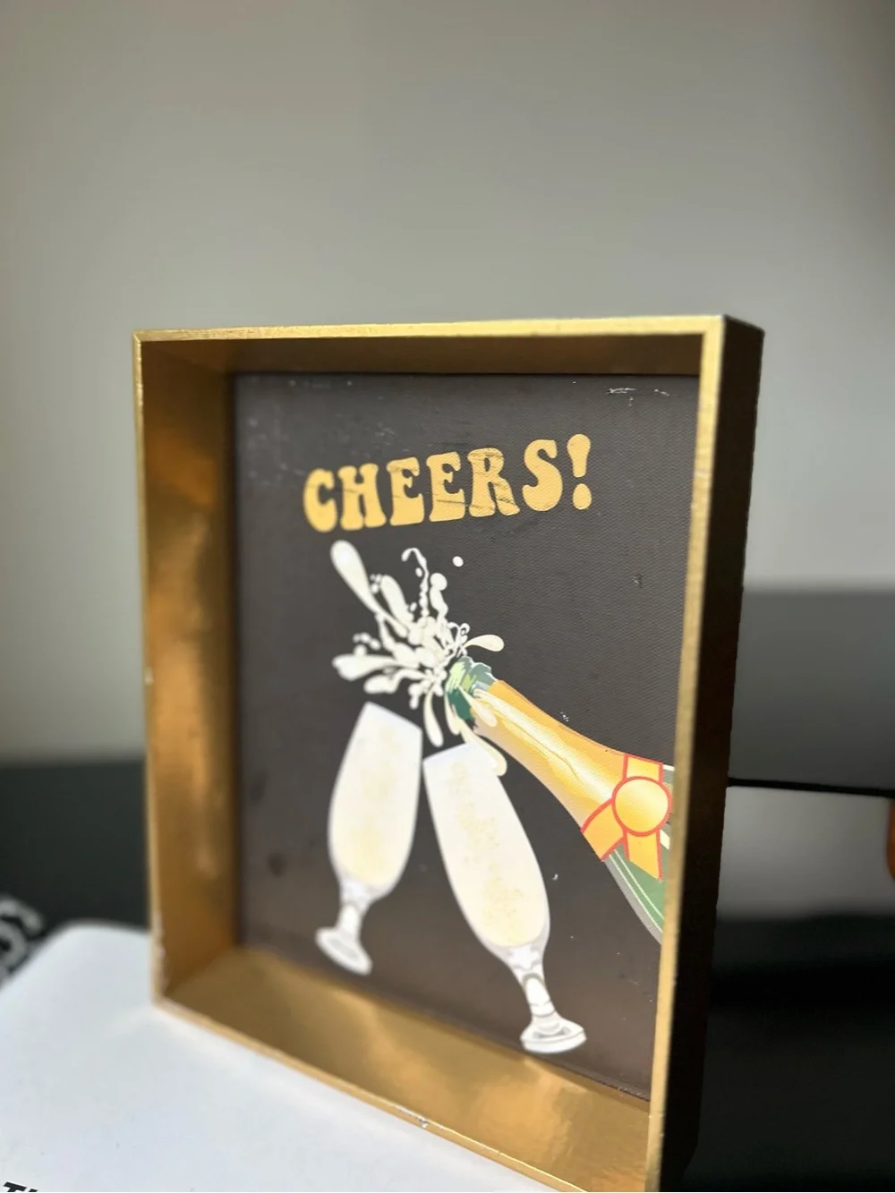 Cheers! Gold Framed Wall Accent new